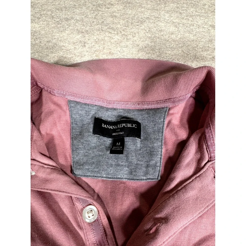 Banana Republic Dress Polo Shirt Mens Medium Pink Cotton Resort Wear Performance
